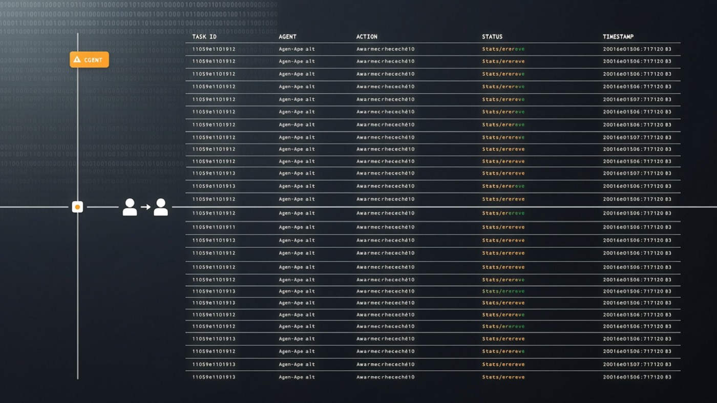 Dark operations console with a persistent task ledger